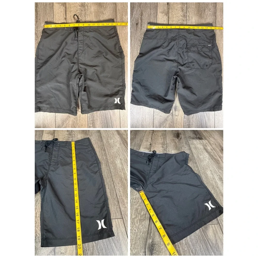 Hurley Board Shorts Phantom Solid Swim Trunks Black 28 Surf Beach Activewear